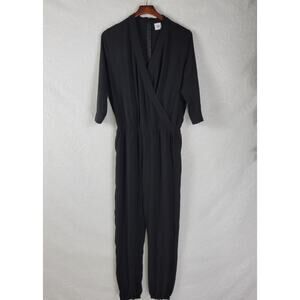 Cabi Casey Limited Edition Womens Jumpsuit Sz M Black Faux Wrap Business Casual